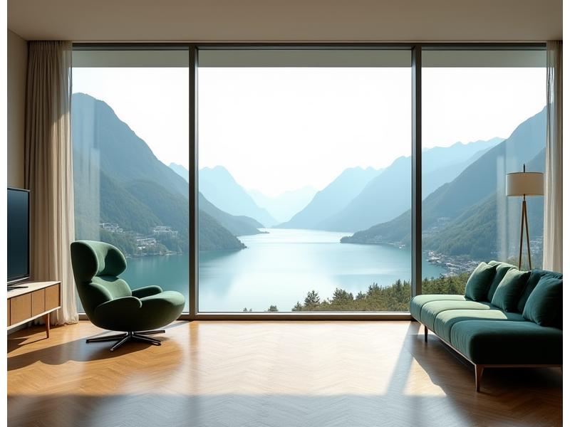Moderne, luxuriöse Suite mit Panoramafenstern und Blick auf die Berge