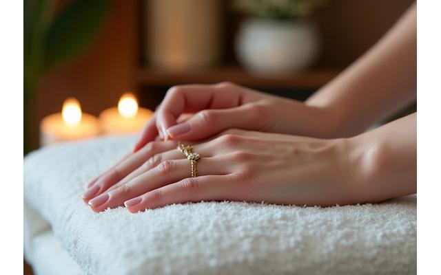 Eine Person genießt eine wohltuende Spa-Behandlung im Alpenblick Hotel
