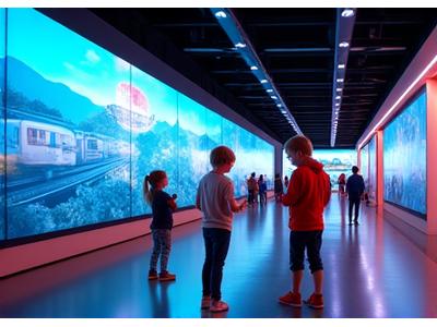 Kinder bestaunen ein Flugzeugmodell im Verkehrshaus Luzern.