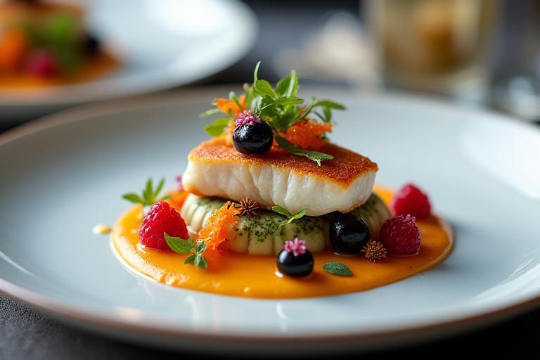 Exquisit angerichtetes Gourmetgericht im Alpenblick Restaurant