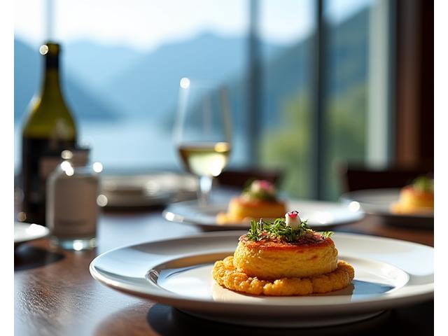 Gourmetgericht im Fine Dining Restaurant mit Panoramablick