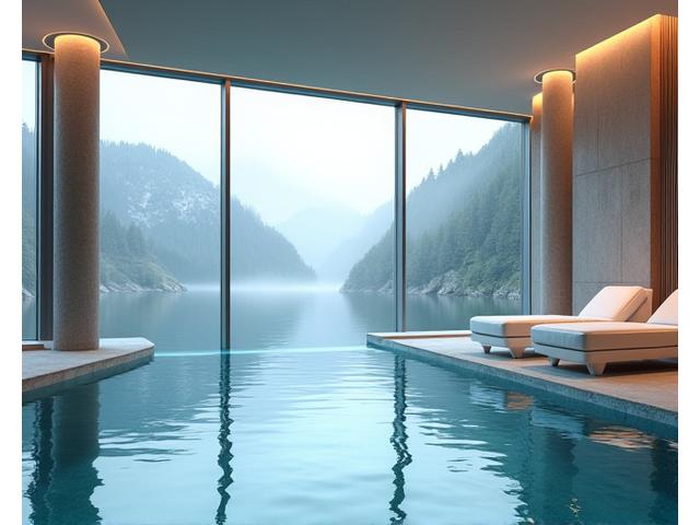 Entspannender Spa-Bereich mit Pool und Bergblick