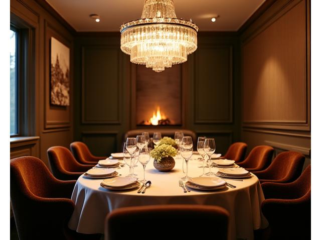 Gemütlicher Privat Dining Bereich mit Kamin