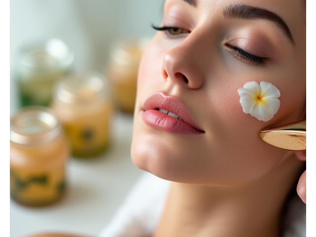 Sanfte Gesichtsbehandlung in einem luxuriösen Spa-Raum.