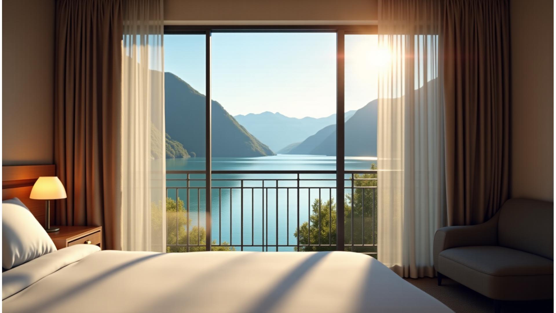 Luxuriöses Doppelzimmer mit direktem Blick auf den Vierwaldstättersee und die Berge